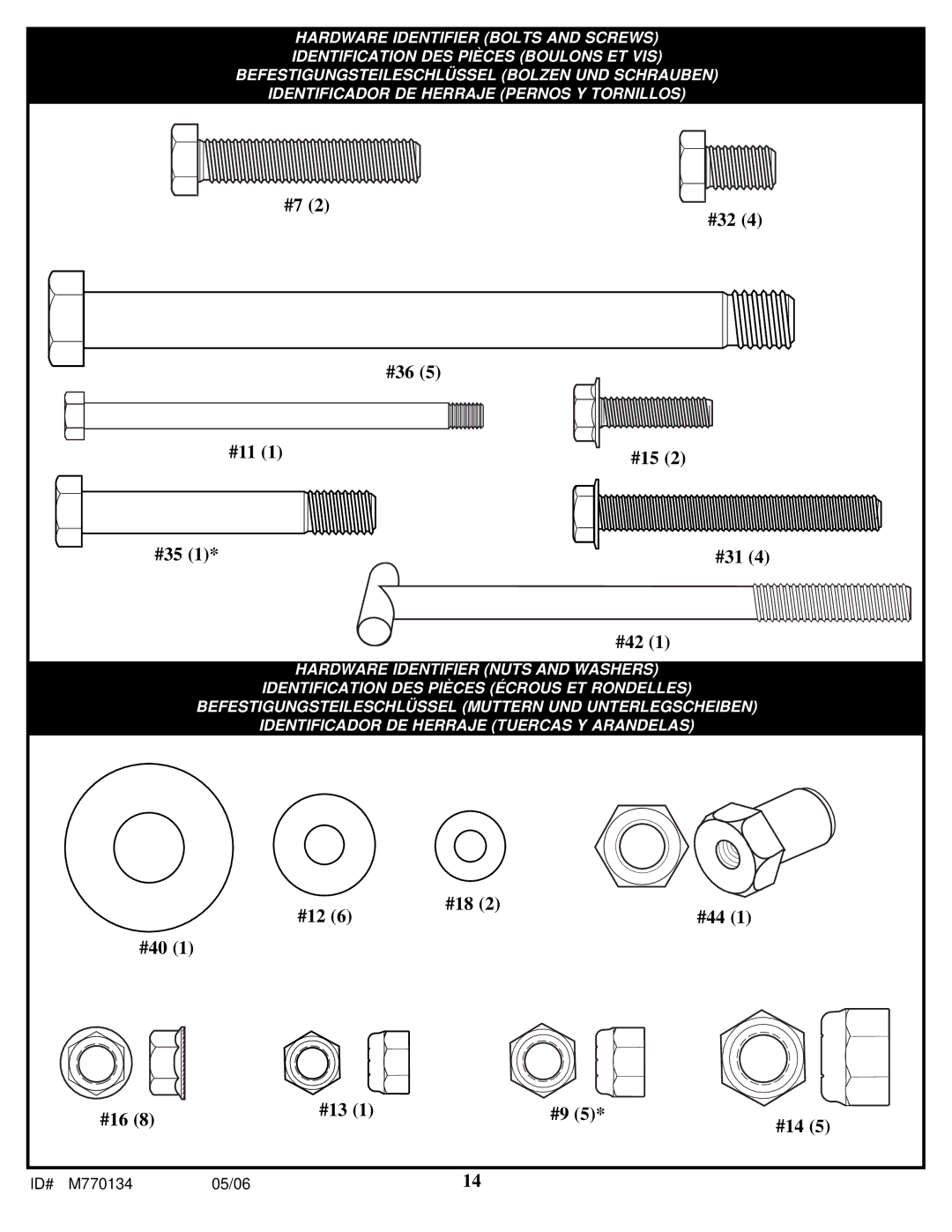 Spalding M770134 manual #32 #36 #11 #15 #35 #31 #42 