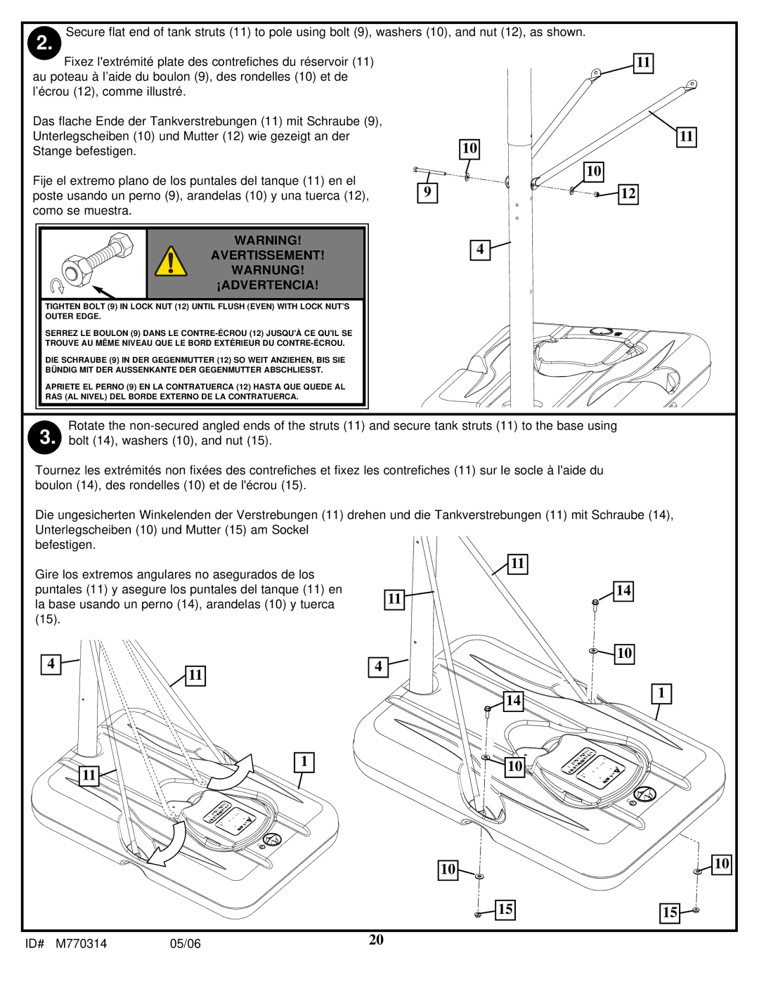 Spalding M770314 manual Avertissement Warnung ¡ADVERTENCIA 