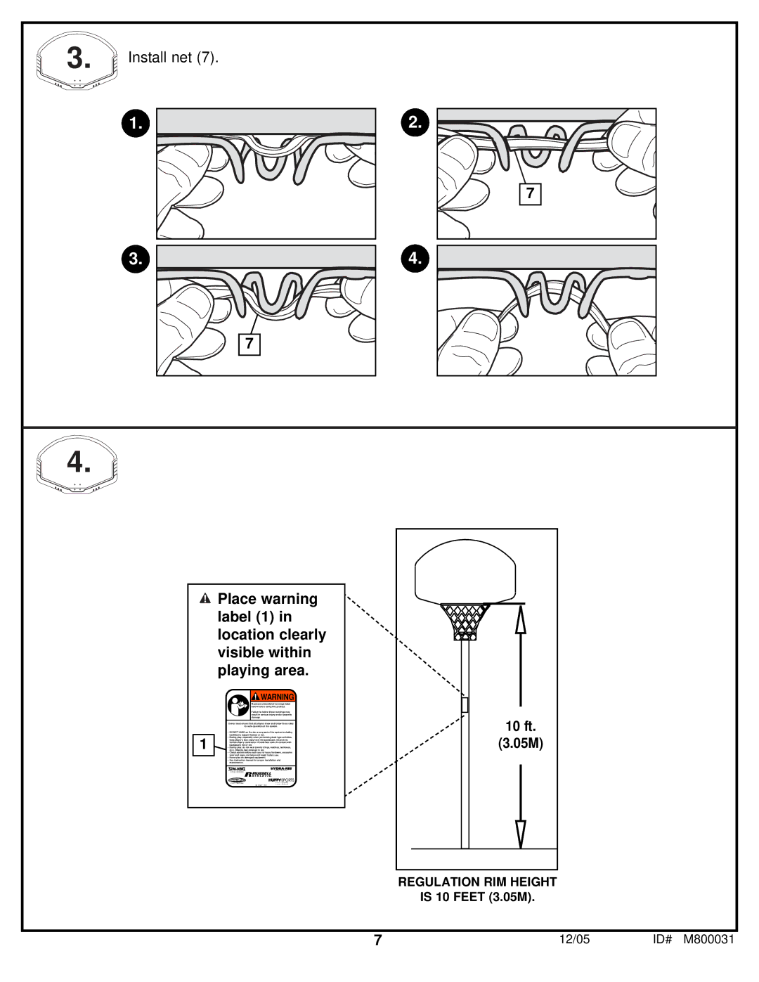 Spalding M800031 manual Install net 