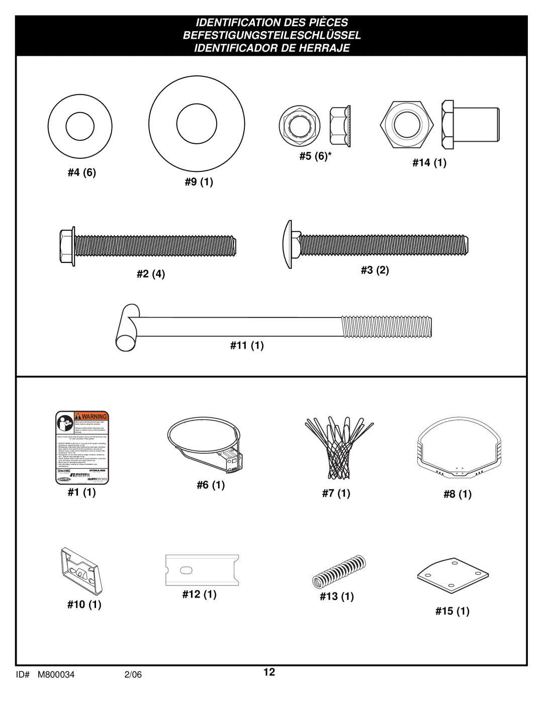 Spalding M800034 manual #12 #13 #10 #15 