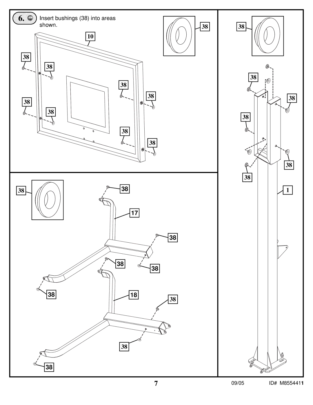 Spalding M8554411 manual Insert bushings 38 into areas shown 