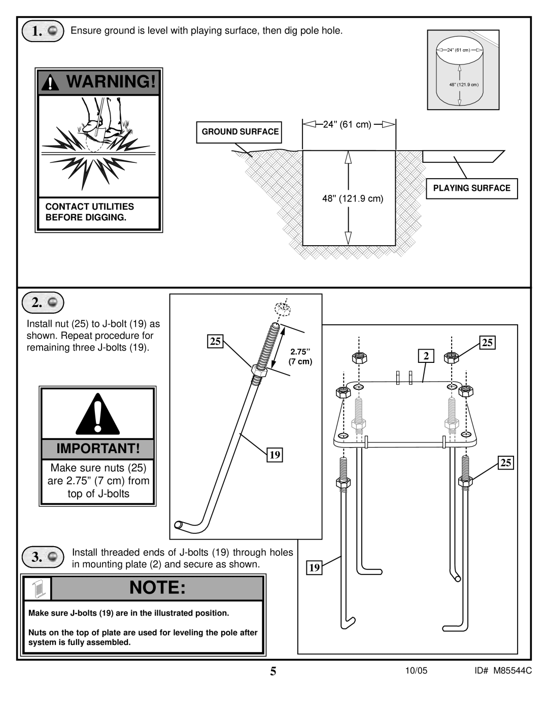 Spalding M85544C manual Make sure nuts 25 are 2.75 7 cm from top of J-bolts 