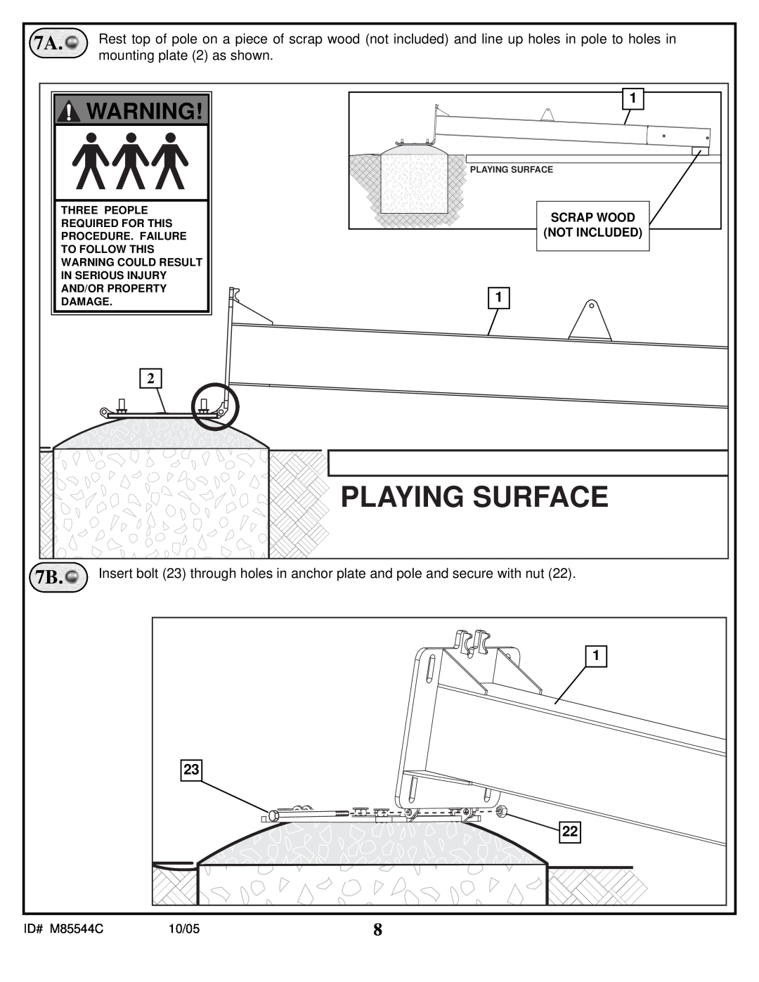 Spalding M85544C manual Playing Surface 