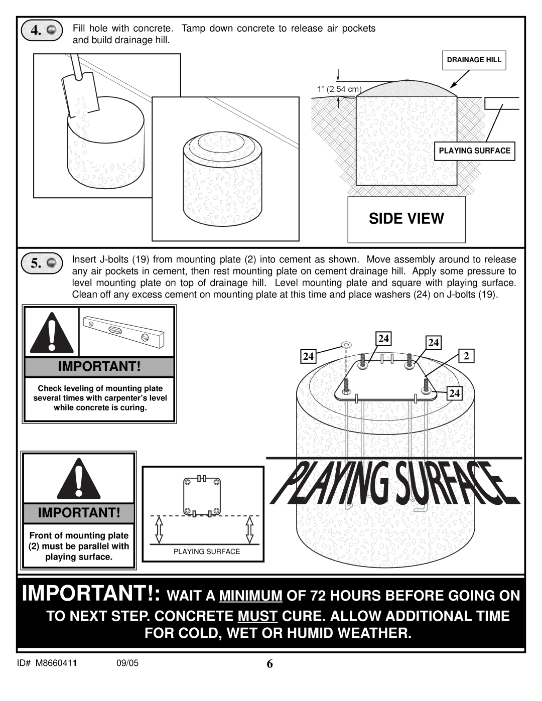 Spalding M8660411 manual Side View, Build drainage hill 