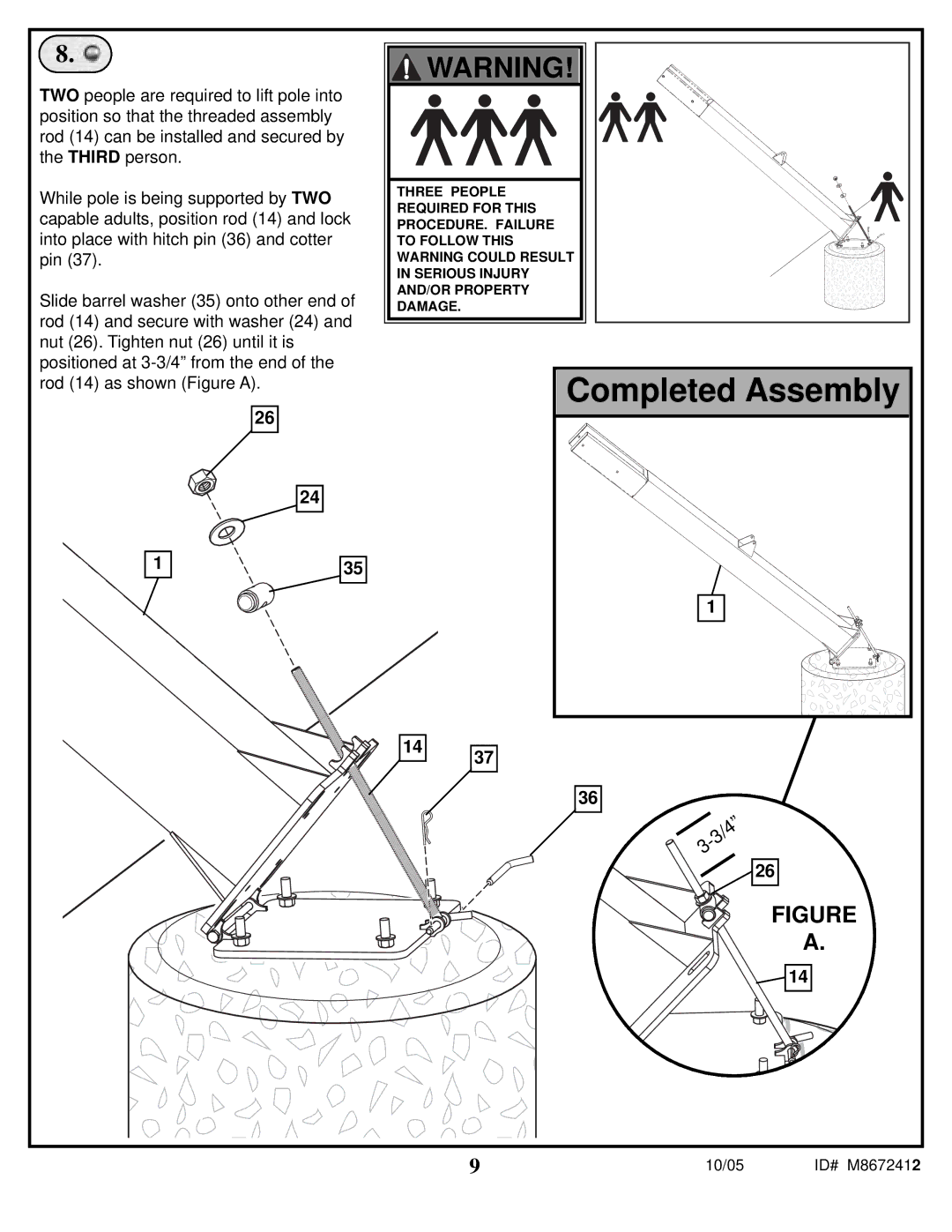 Spalding M8672412 manual Completed Assembly 