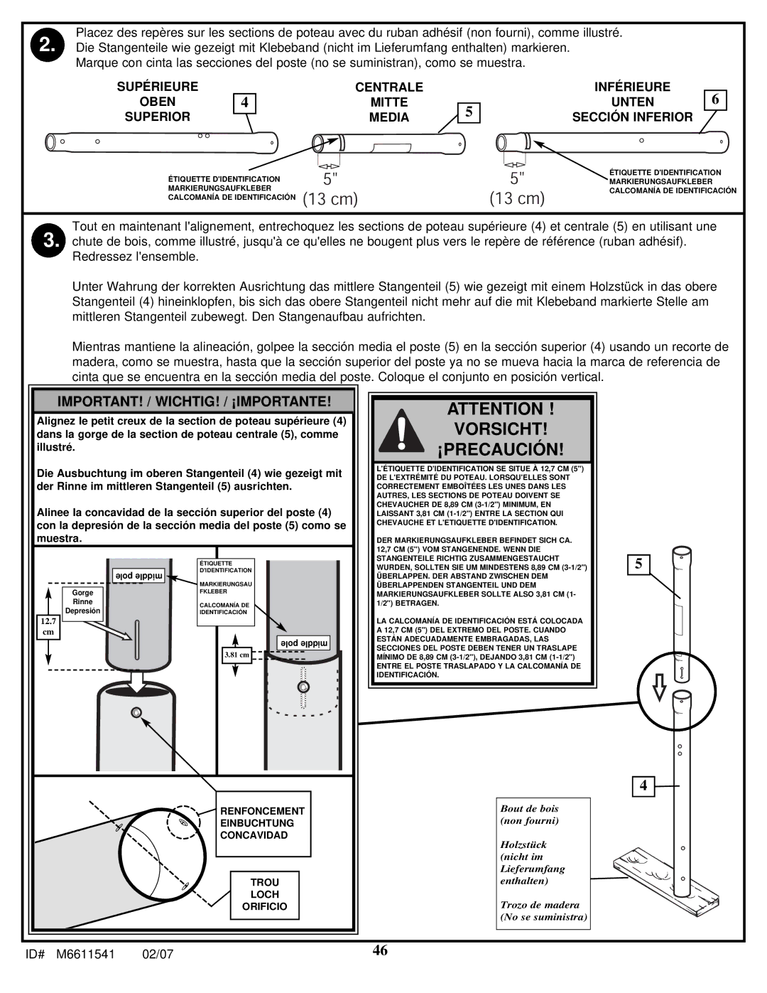 Spalding M86724C manual Vorsicht 