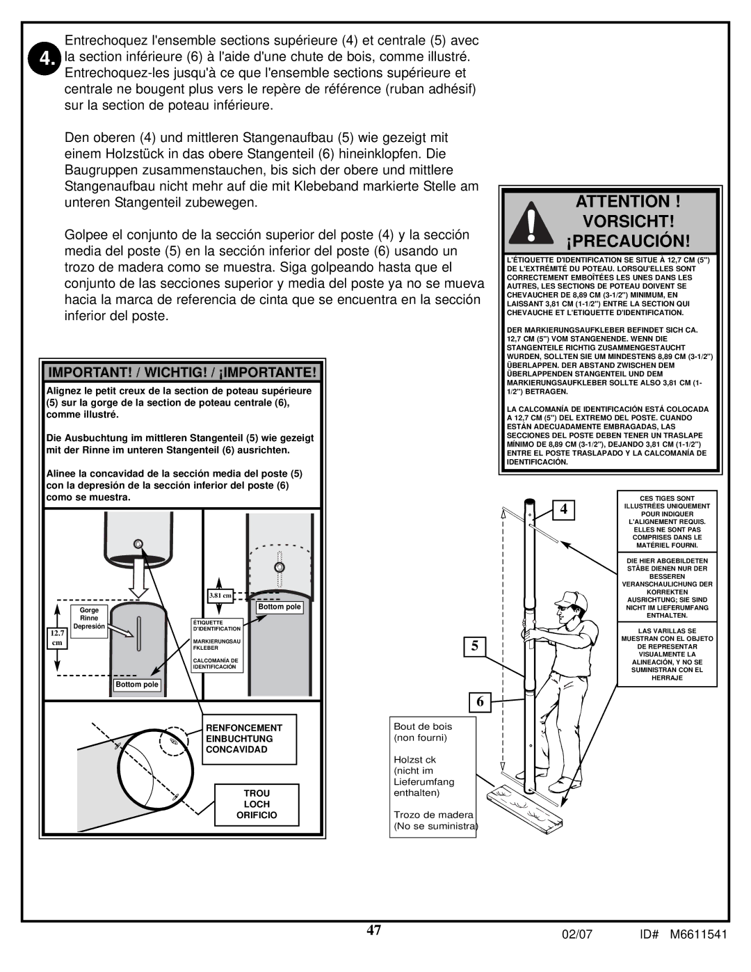 Spalding M86724C manual Vorsicht ¡PRECAUCIÓN 