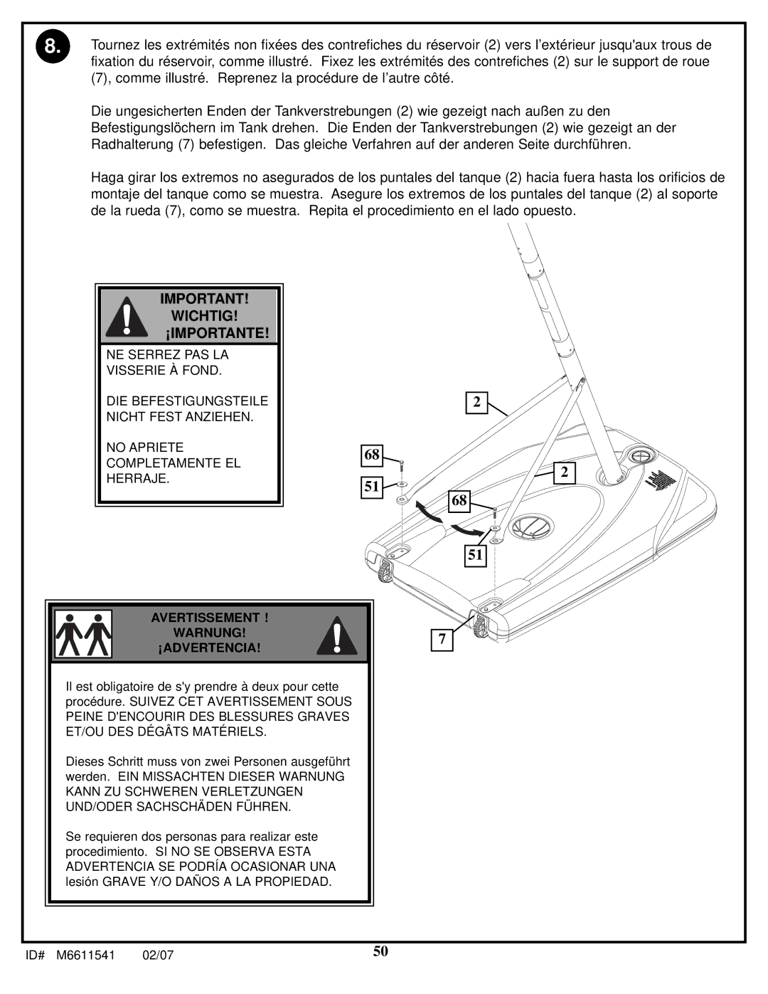 Spalding M86724C manual Wichtig ¡IMPORTANTE 