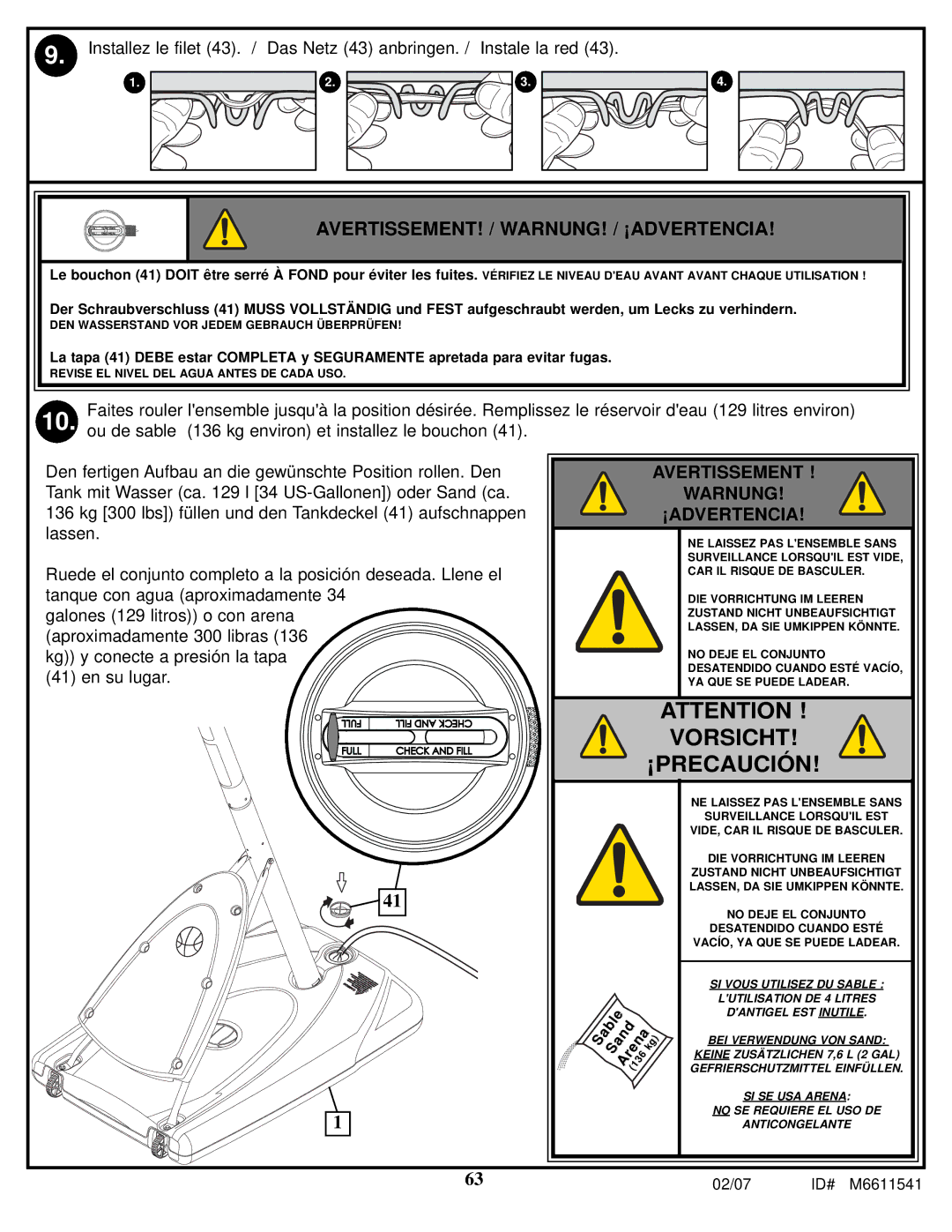 Spalding M86724C manual Vorsicht ¡PRECAUCIÓN 