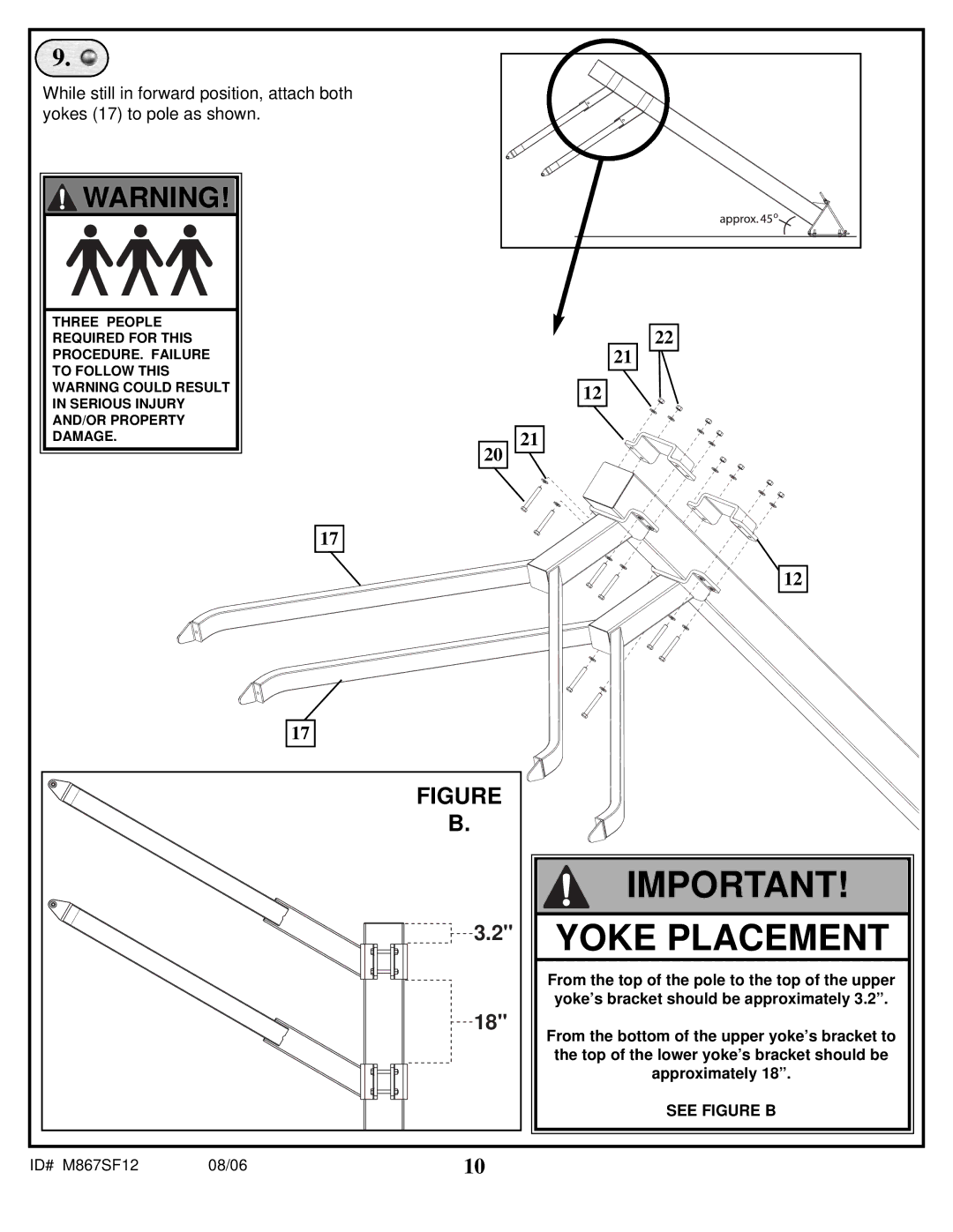 Spalding M867SF12 manual Yoke Placement 