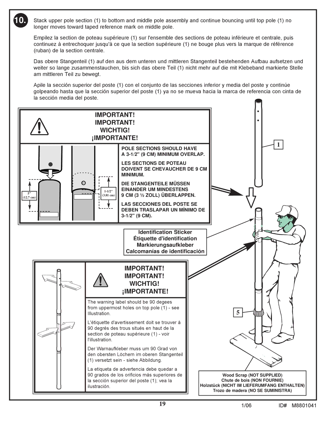 Spalding M8801041 manual Pole Sections should have 