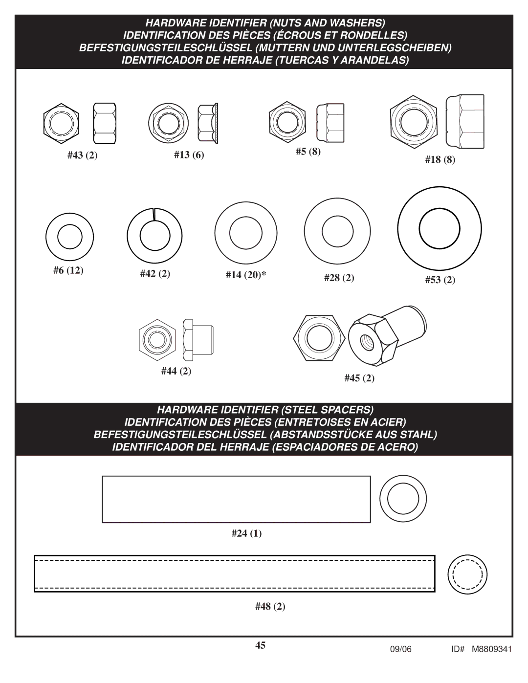 Spalding M8809341 manual #43 #13 #18 #42 #14 #28 #53 #44 #45 