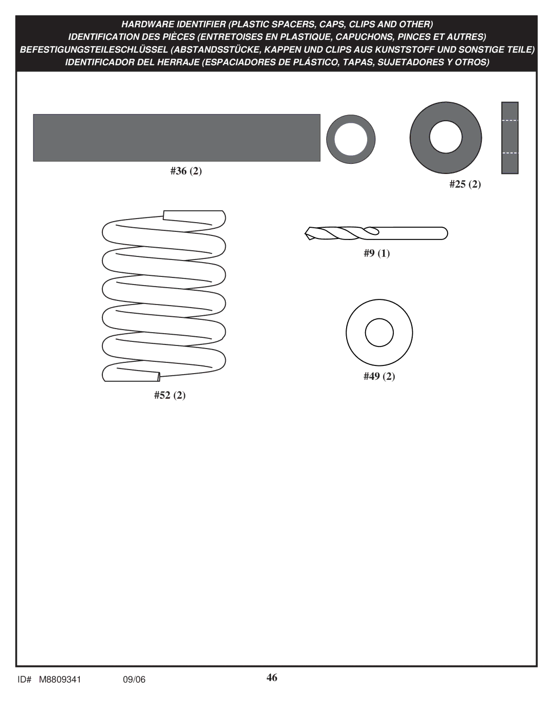 Spalding M8809341 manual #36 #25 #49 #52 