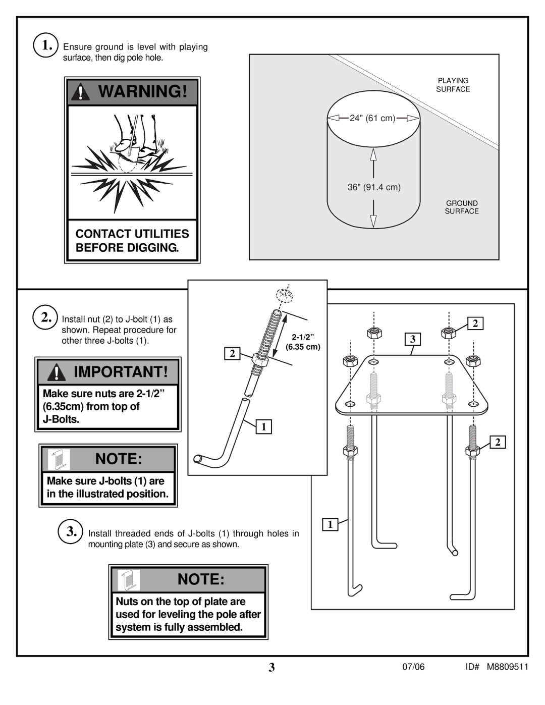 Spalding M8809511 manual Contact Utilities Before Digging 