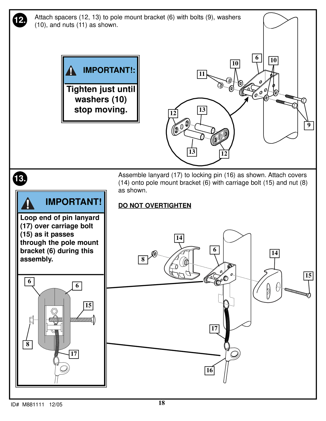 Spalding M881111, M881117, M881119, M881115, M881113 manual Tighten just until 