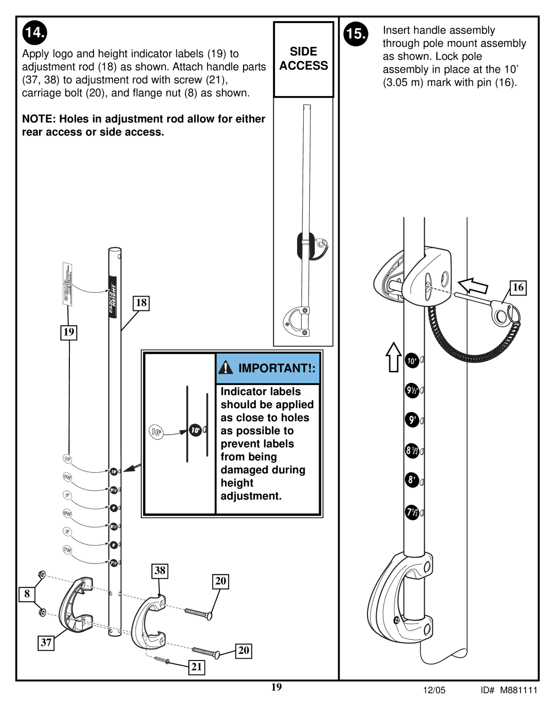 Spalding M881113, M881117, M881119, M881115, M881111 manual Side 