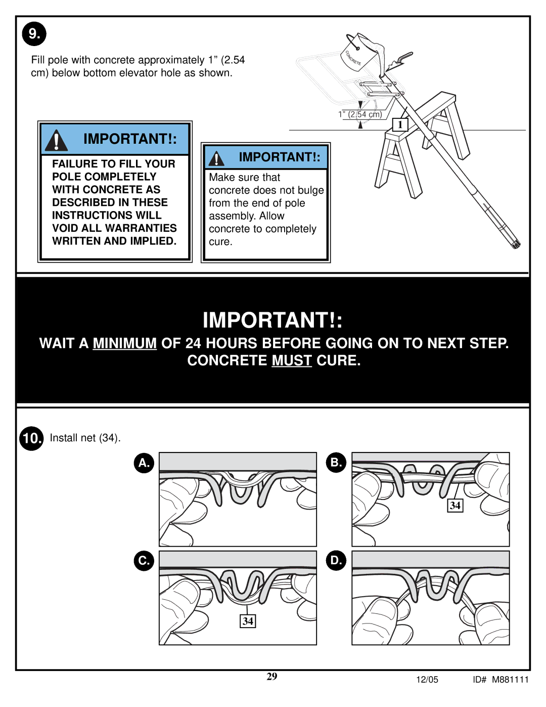 Spalding M881113, M881117, M881119, M881115, M881111 manual Install net 