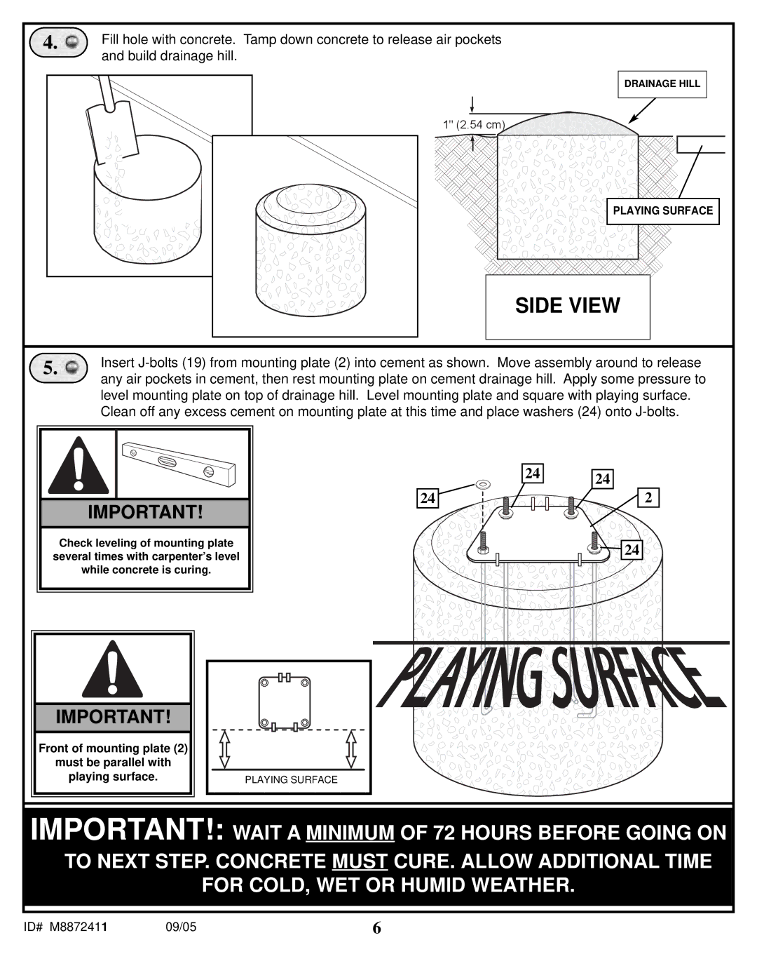 Spalding M8872411 manual Side V IEW, Build drainage hill 