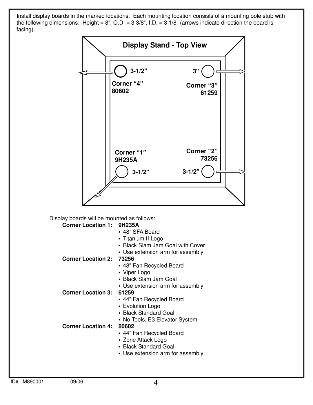 Spalding M890001 manual Display Stand Top View 