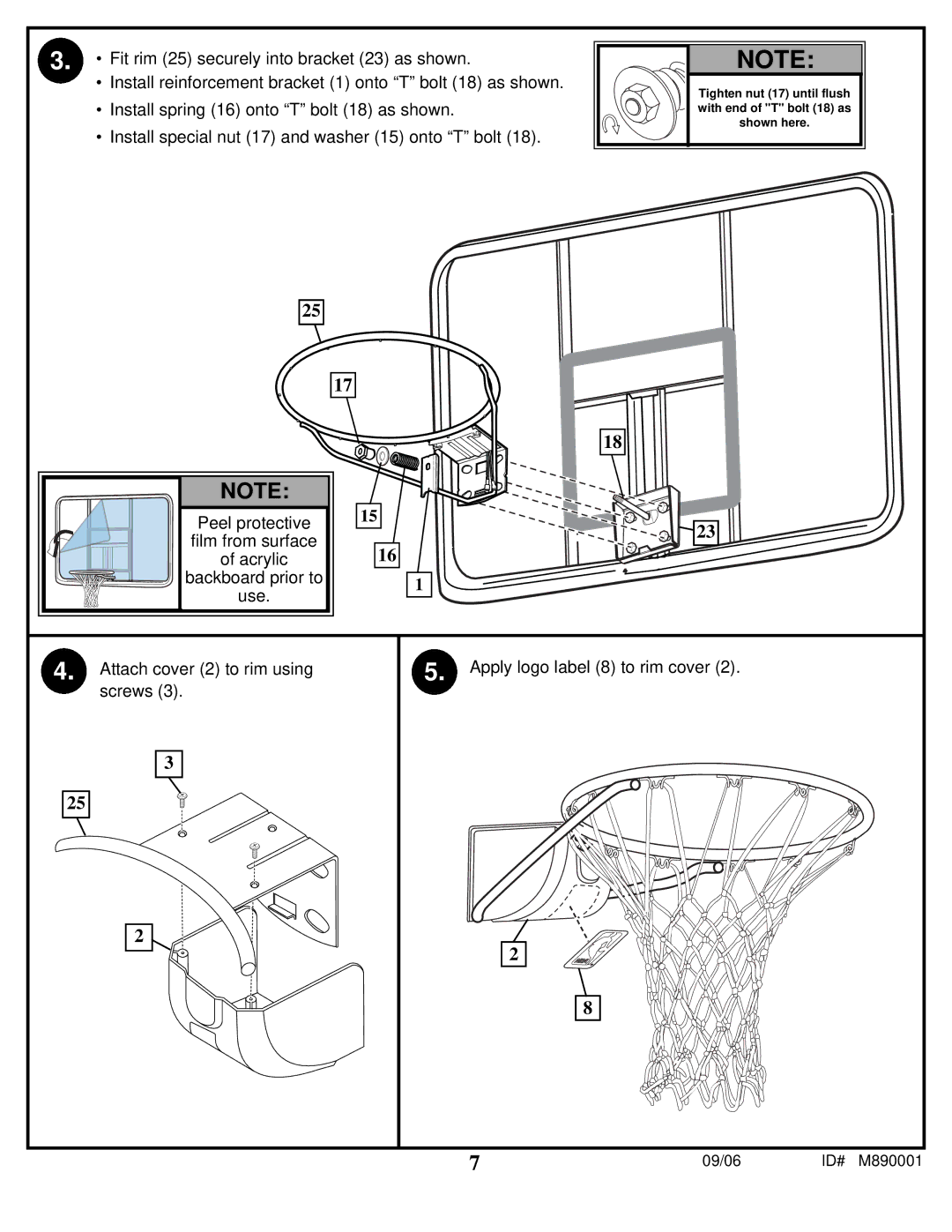 Spalding M890001 manual Acrylic 