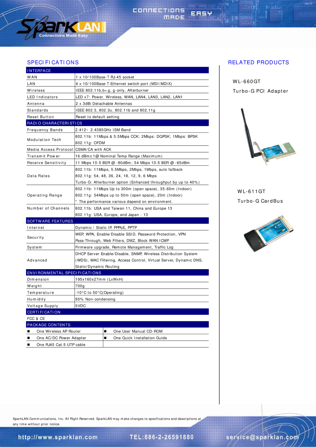 Spark Tech WX-6615-II manual Specifications, Related Products 