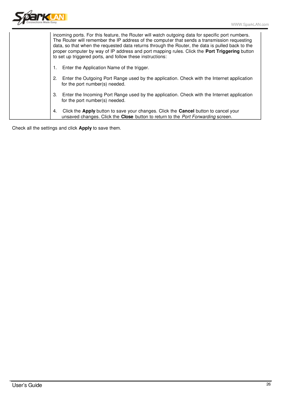 Spark Tech WX-6615 manual User’s Guide 