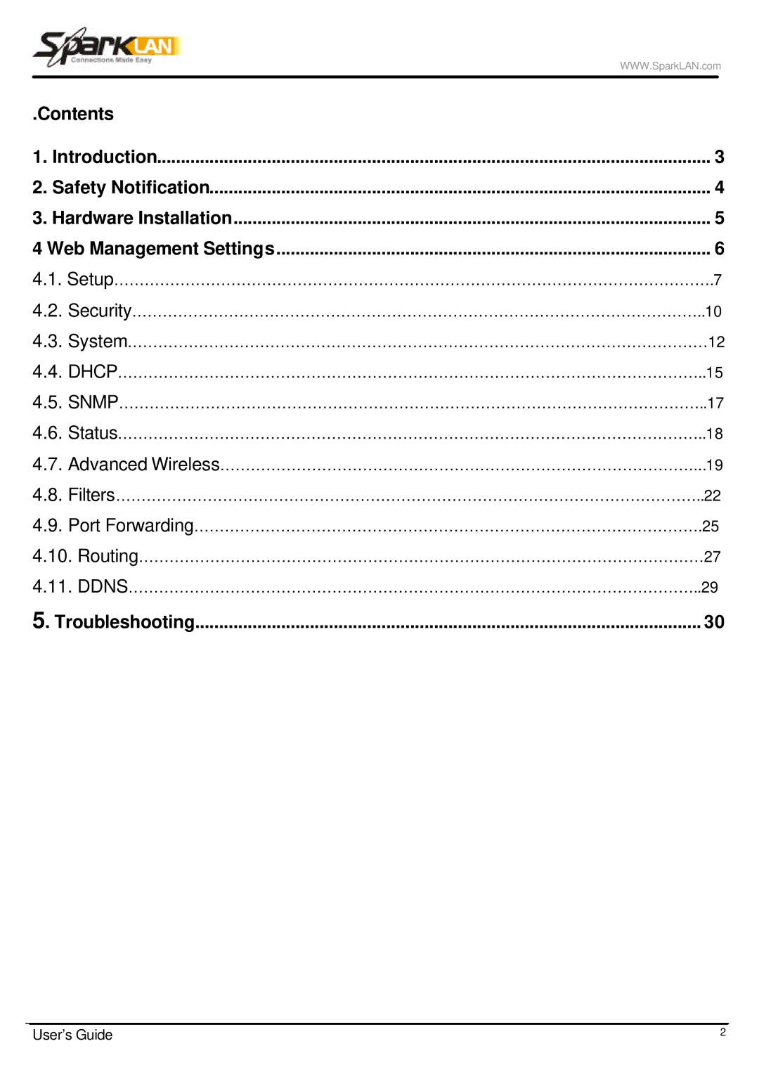 Spark Tech WX-6615 manual Contents 