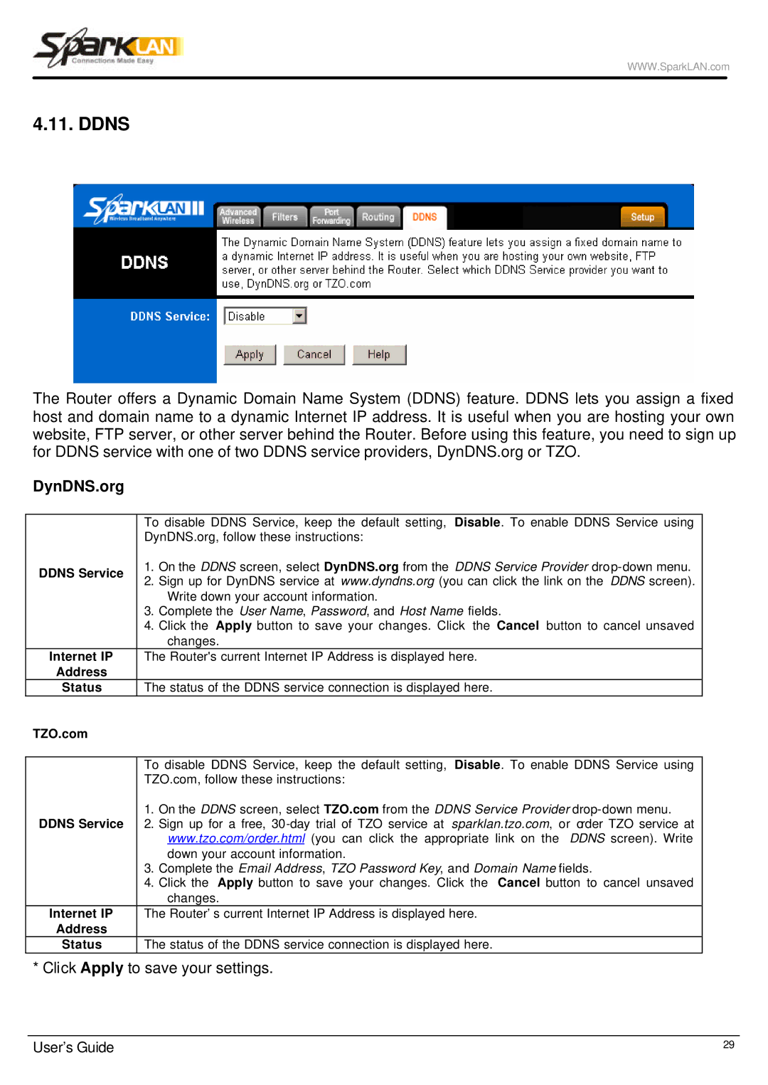 Spark Tech WX-6615 manual Ddns, DynDNS.org 