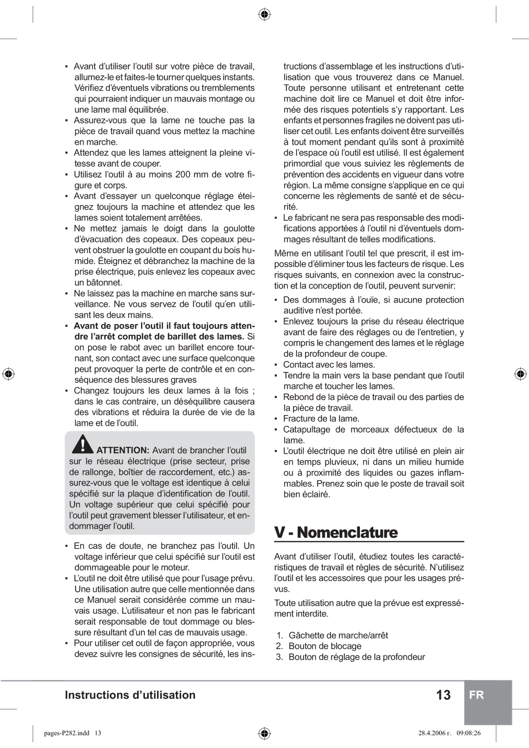 Sparky Group P 282 instruction manual Nomenclature, &RqwdfwDyhfOhvOdphv 