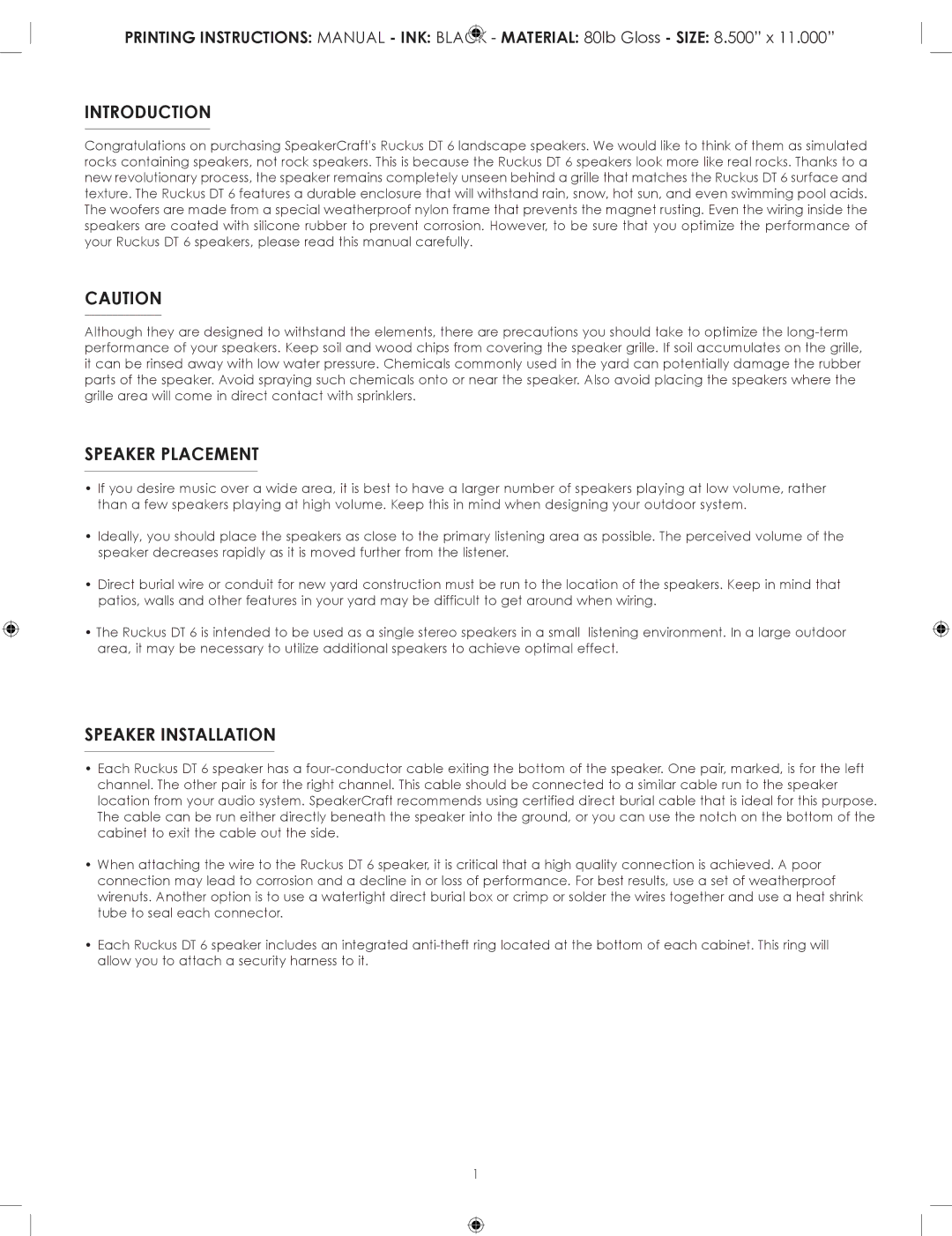 SpeakerCraft DT 6 owner manual Introduction, Speaker Placement, Speaker Installation 