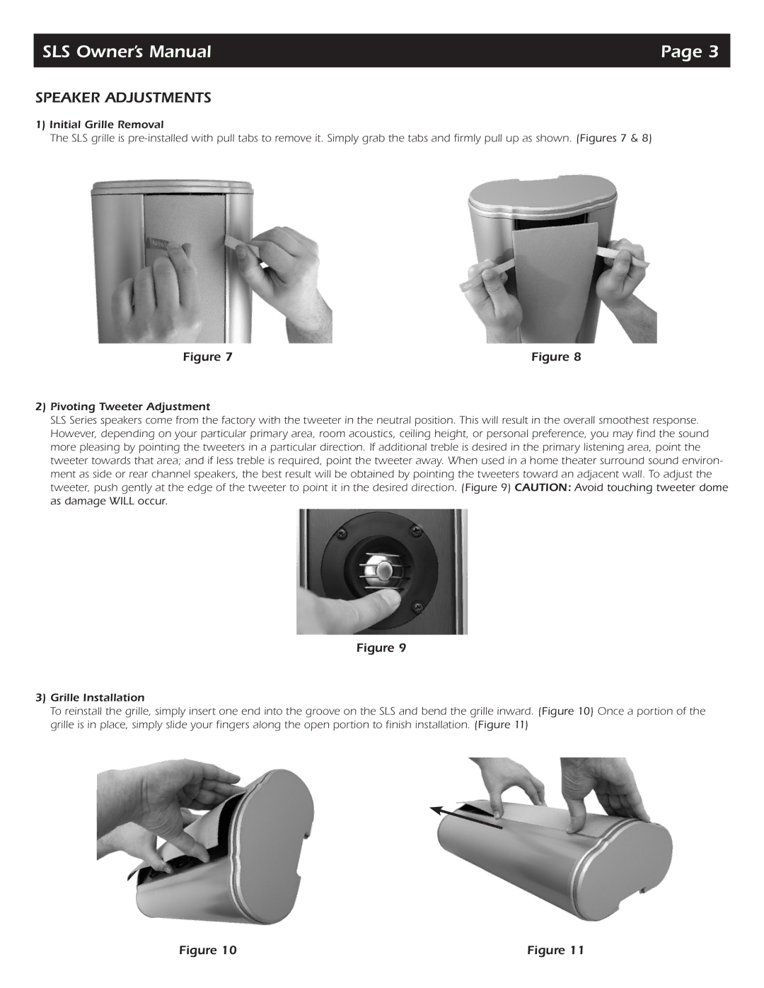 SpeakerCraft SLS owner manual Speaker Adjustments 