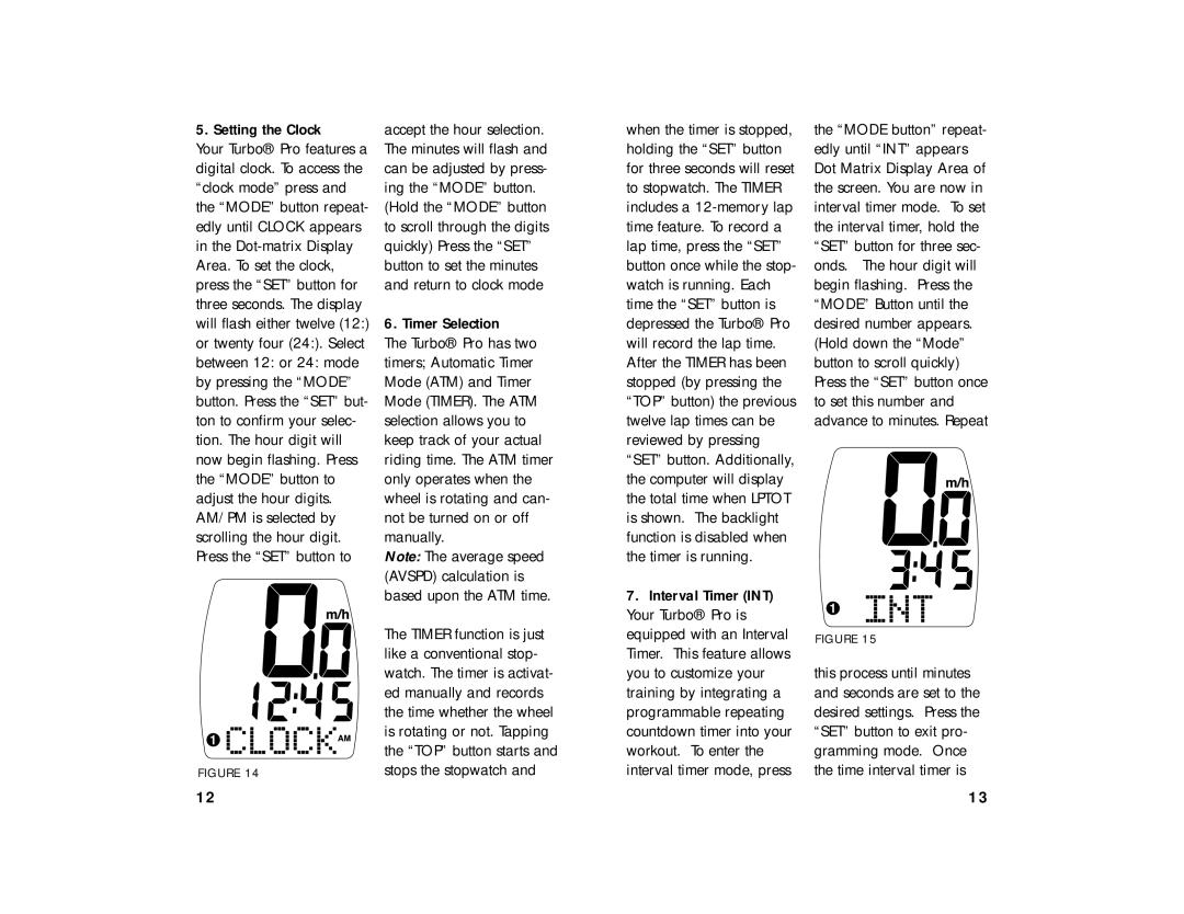 Specialized 23A manual Setting the Clock 