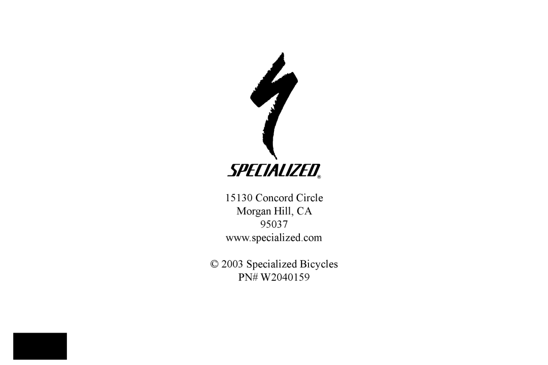 Specialized BigHit manual Specialized Bicycles PN# W2040159 