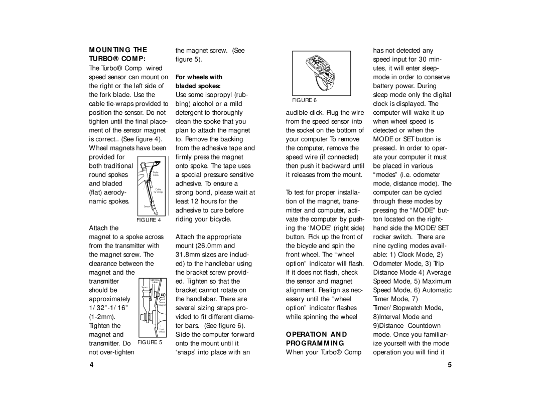 Specialized manual Mounting Turbo Comp, Operation and Programming When your Turbo Comp 