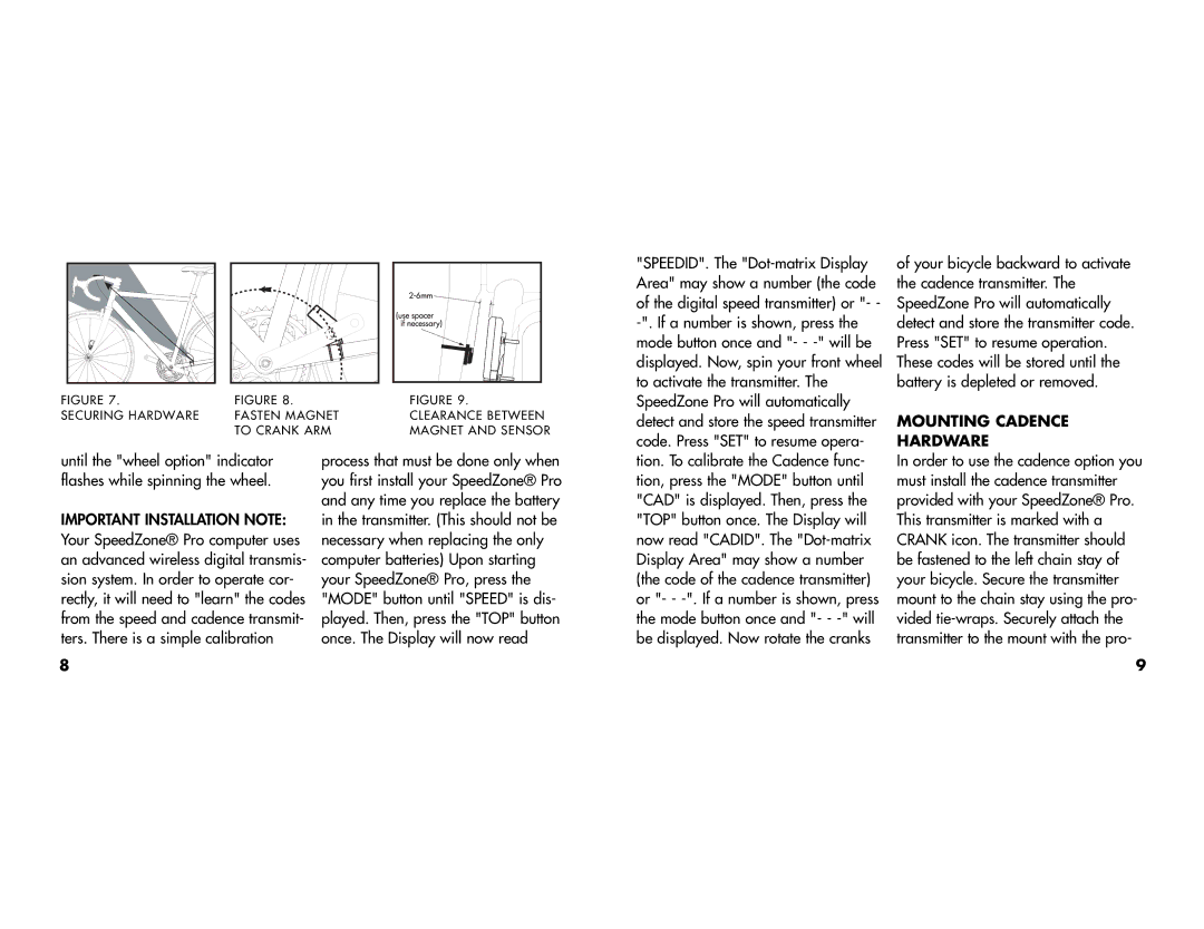 Specialized CR2032 manual Mounting Cadence Hardware 