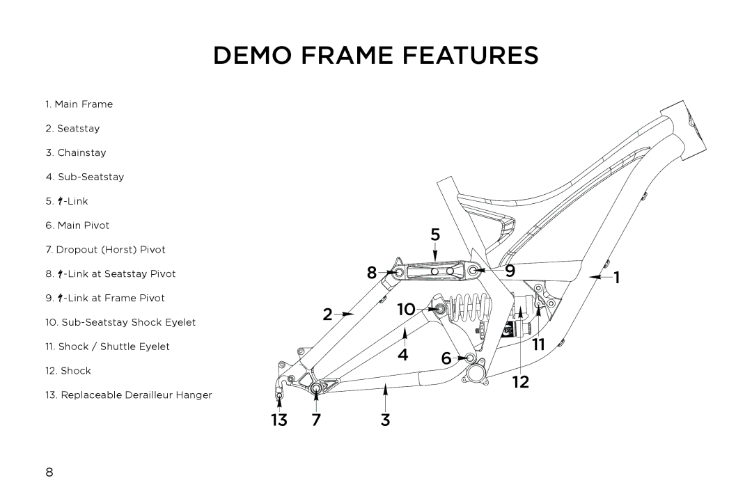 Specialized Demo 8, Enduro 6 manual Demo Frame Features 