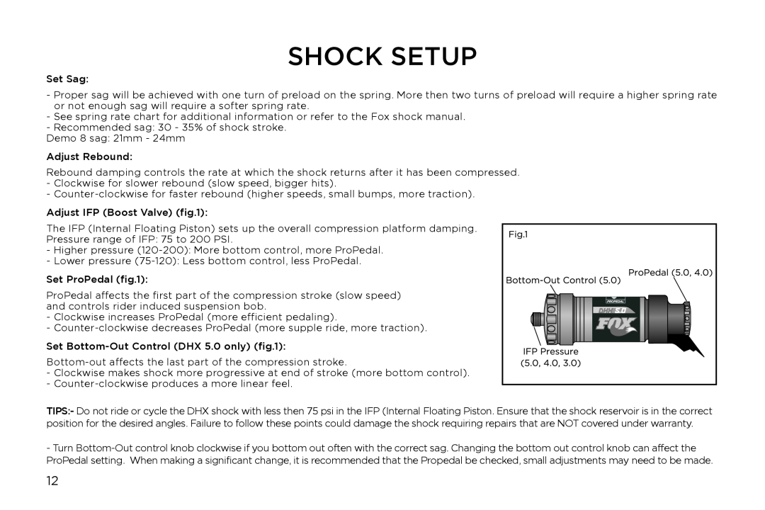 Specialized Demo 8, Enduro 6 manual Shock Setup 