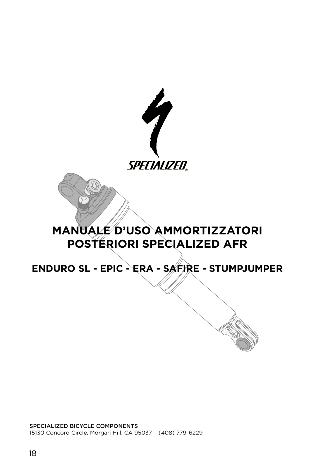 Specialized EPIC, EPA, ENDURO SL manual Manuale D’USO Ammortizzatori Posteriori Specialized AFR 