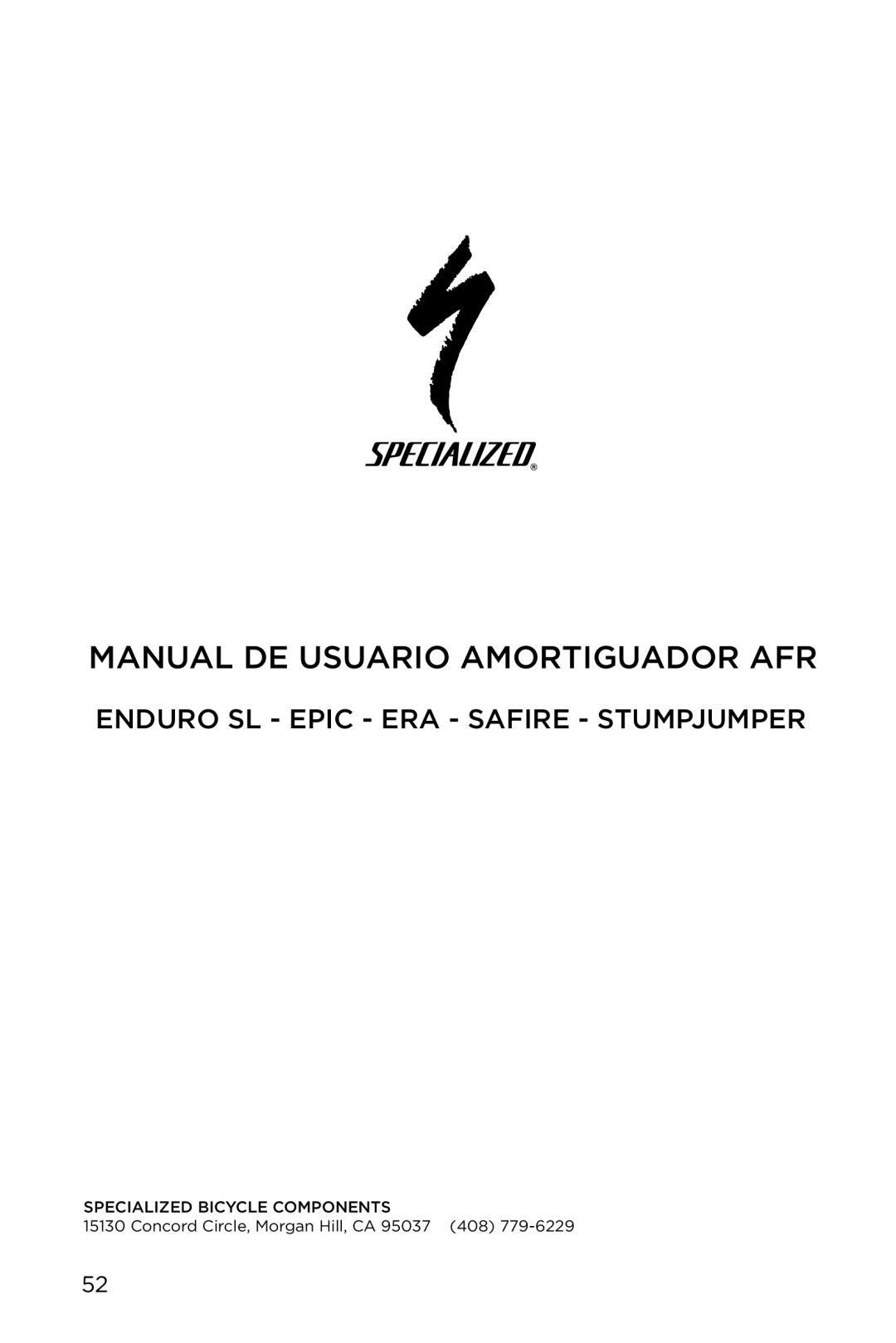 Specialized EPA, EPIC, ENDURO SL manual Manual DE Usuario Amortiguador AFR 