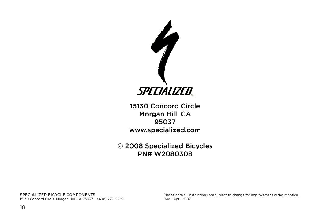 Specialized Myka manual Specialized Bicycle Components 