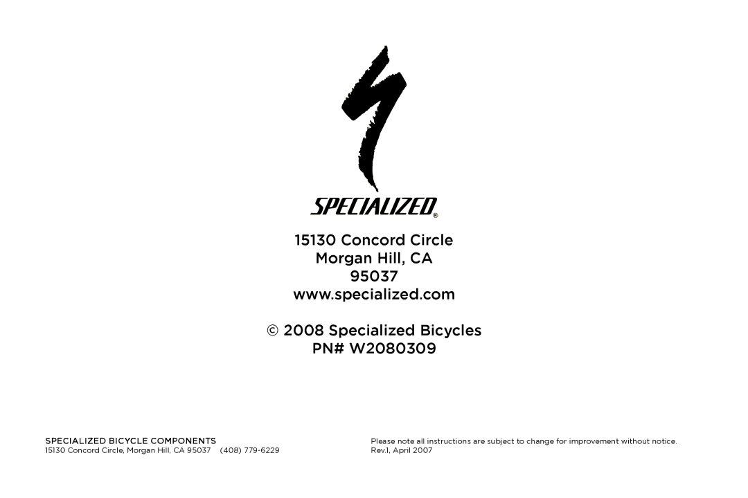 Specialized Roll X, Roubaix manual Specialized Bicycle Components 