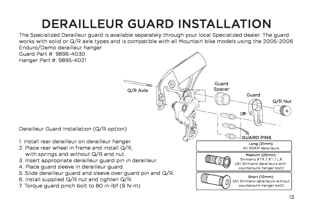 Specialized Safire manual Derailleur Guard Installation 