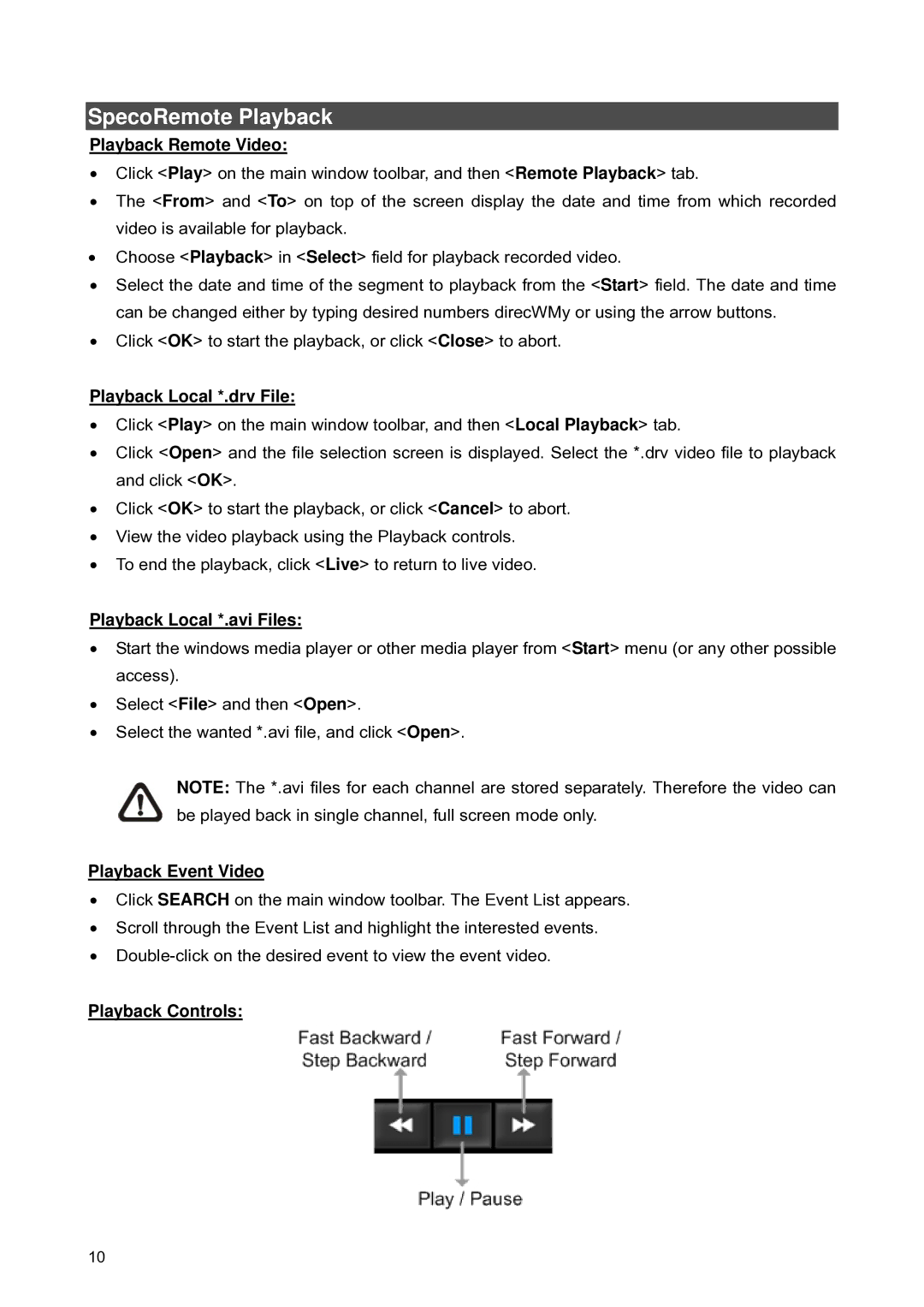 Speco Technologies 4WM, 16WM, 8WM setup guide SpecoRemote Playback 