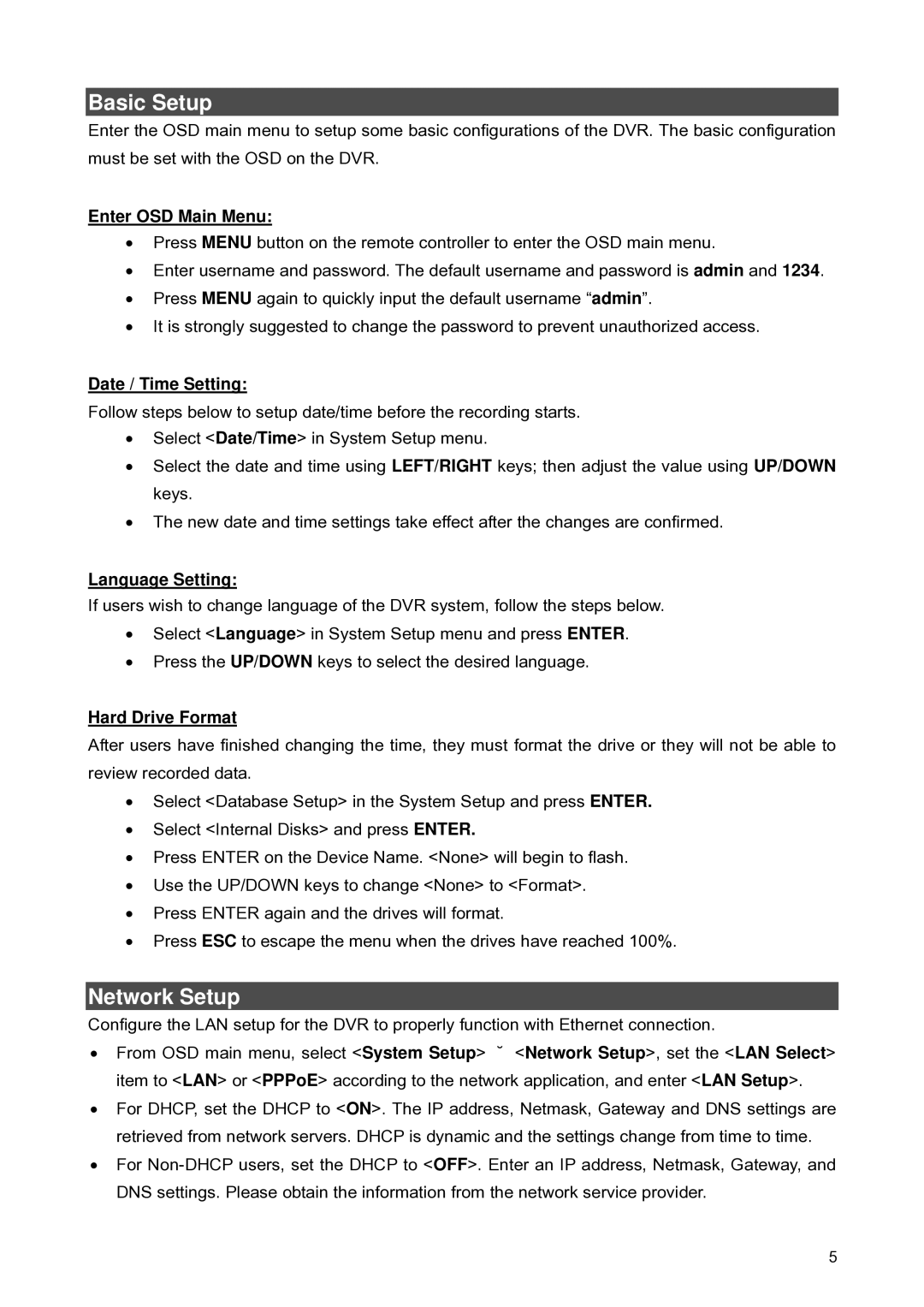 Speco Technologies 8WM, 16WM, 4WM setup guide Basic Setup, Network Setup 