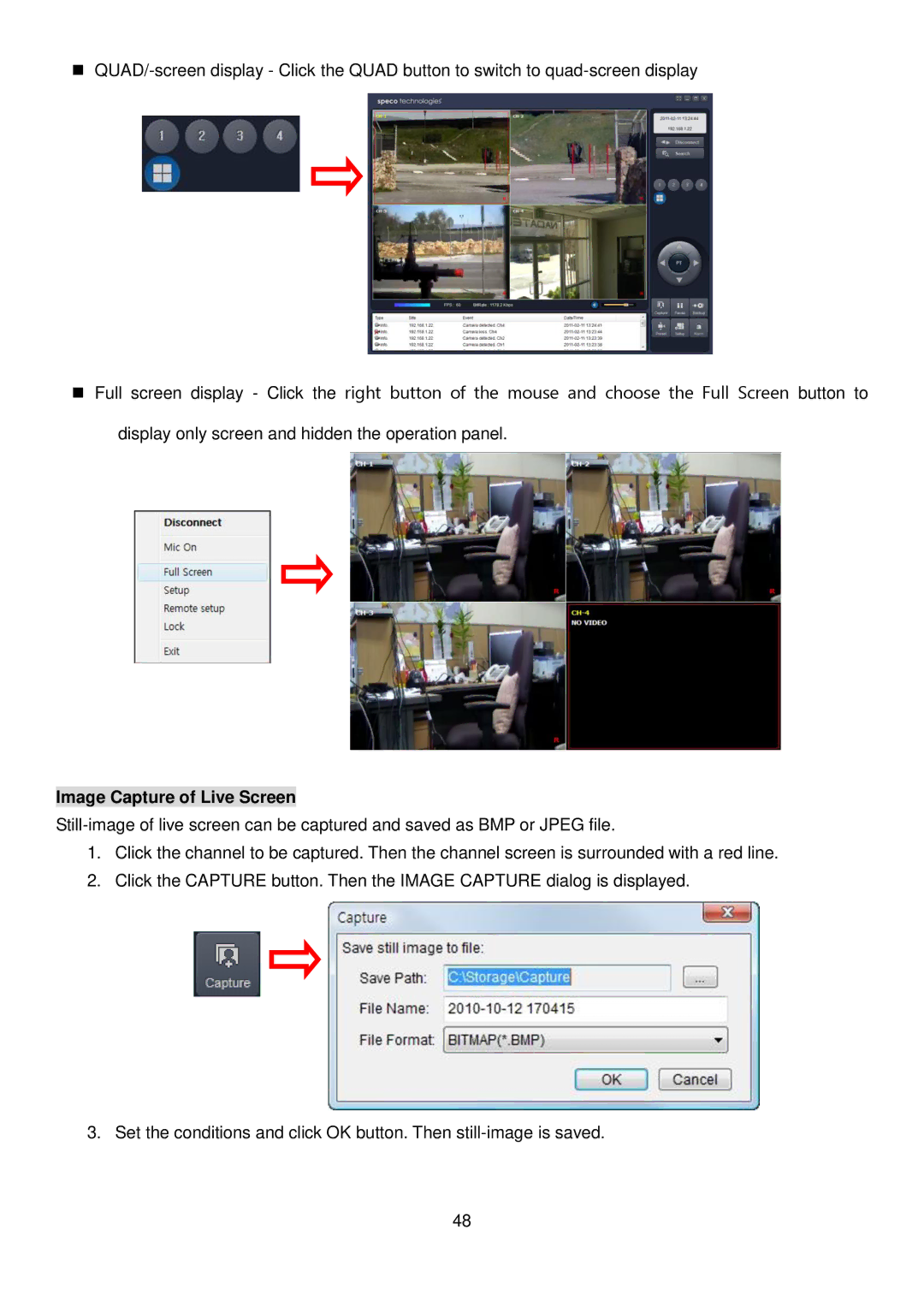 Speco Technologies 4HD manual Image Capture of Live Screen 