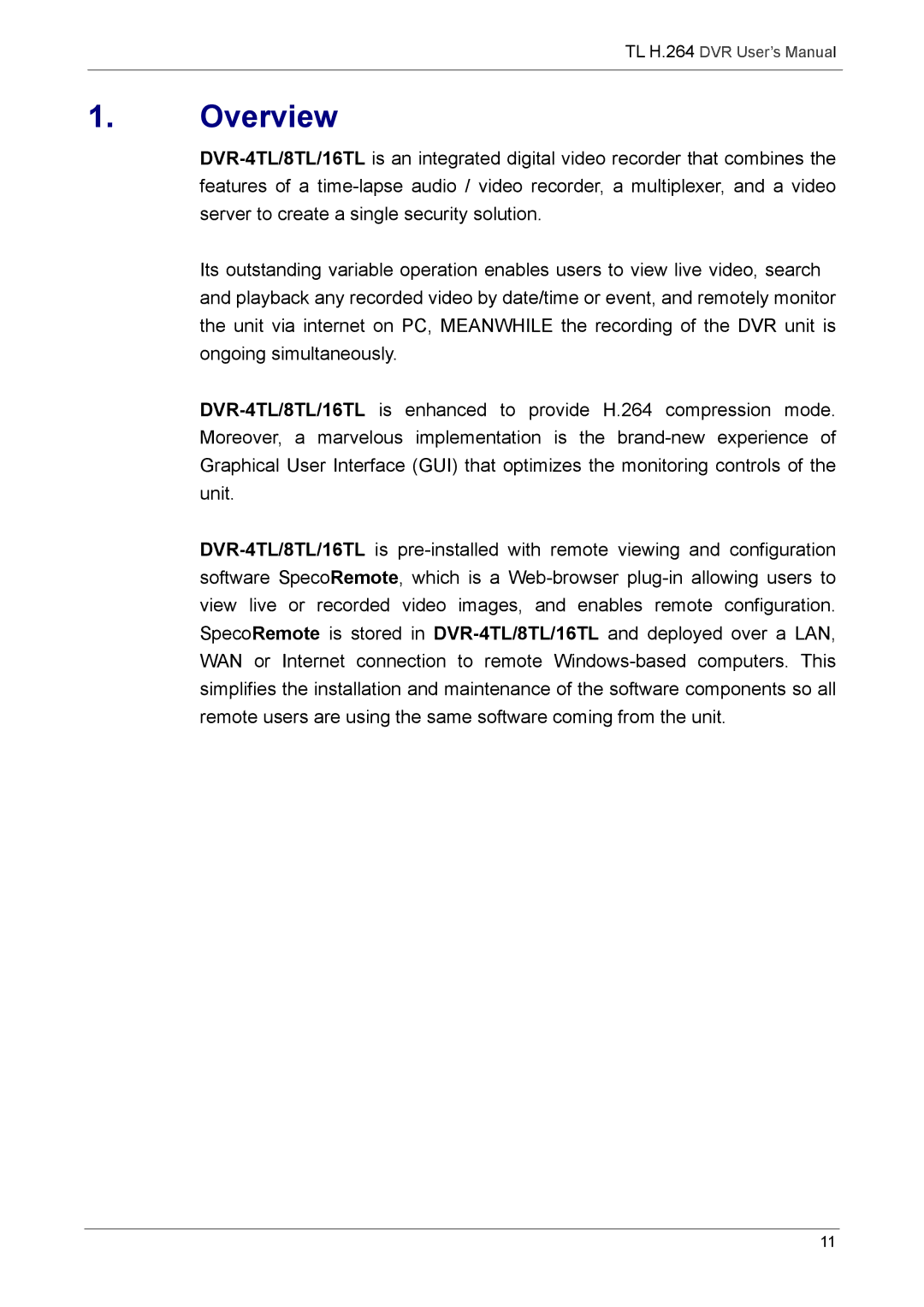 Speco Technologies 4TL specifications Overview 