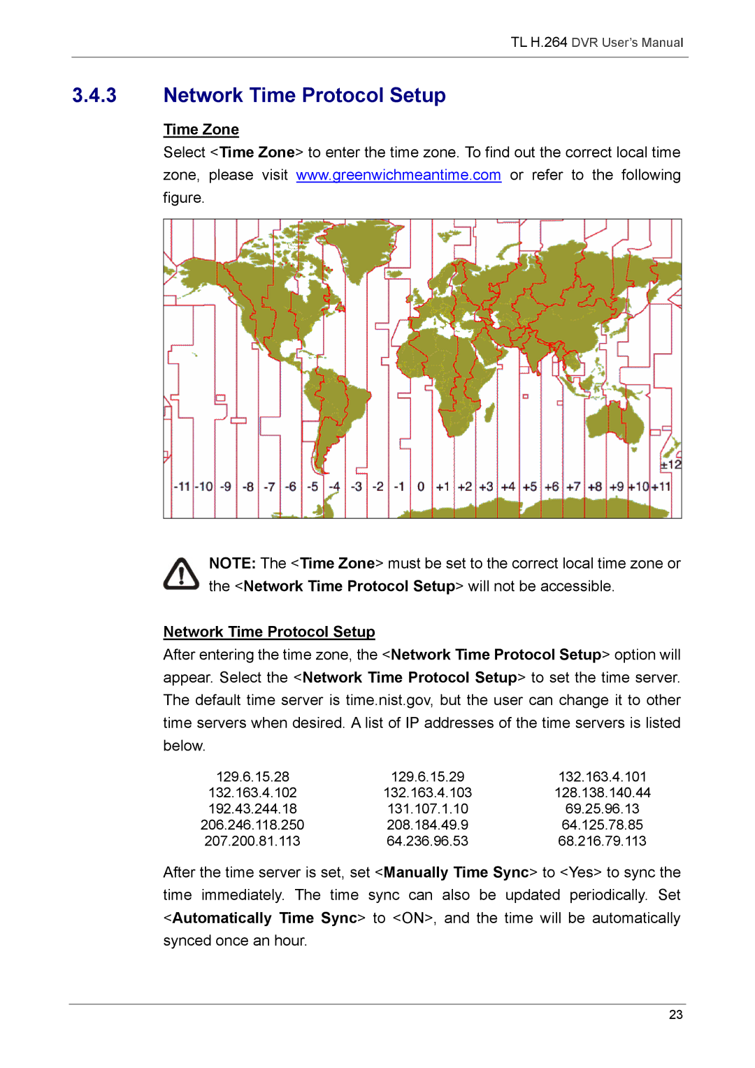 Speco Technologies 4TL specifications Time Zone Network Time Protocol Setup 