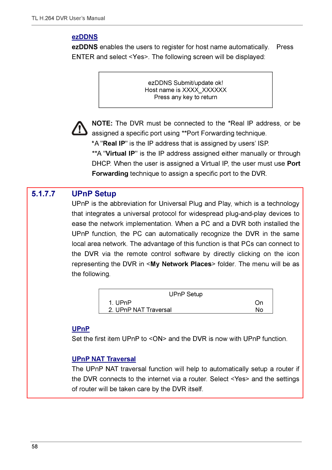 Speco Technologies 4TL specifications UPnP Setup, EzDDNS, UPnP NAT Traversal 