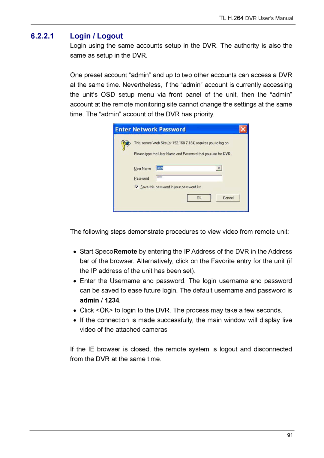 Speco Technologies 4TL specifications Login / Logout 