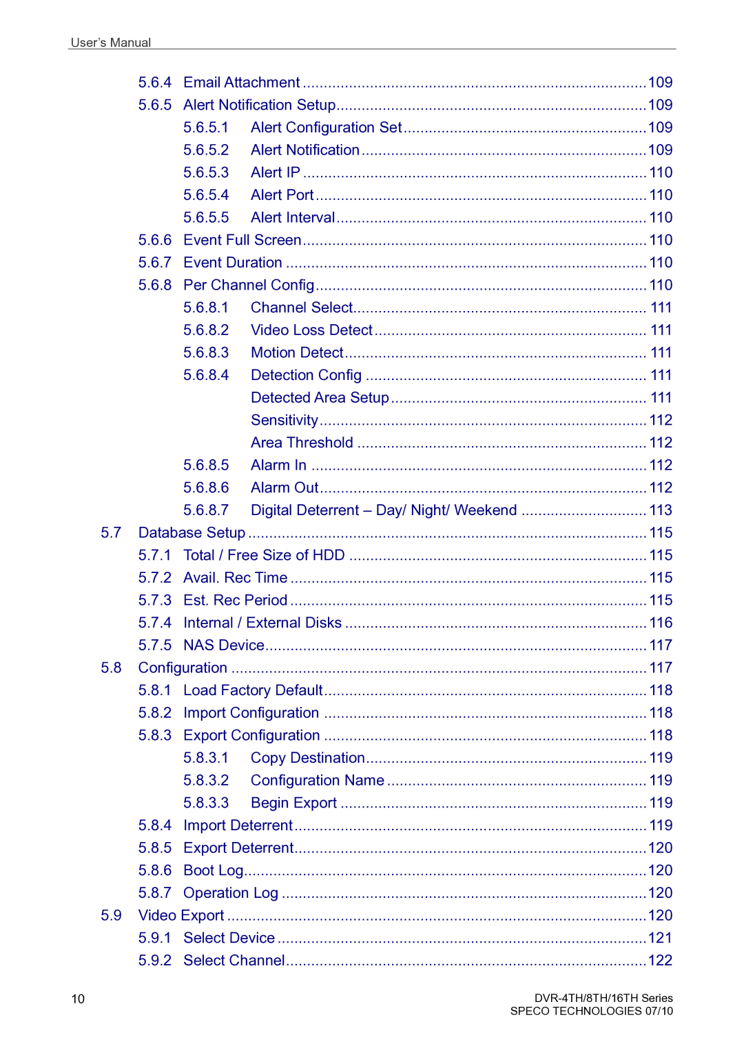 Speco Technologies 16TH, 8TH, 4TH user manual User’s Manual 